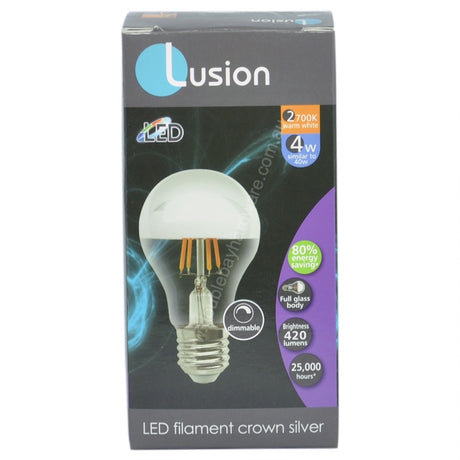 Lusion Crown Silver Top Filament LED Light Bulb E27 240V 4W W/W 20450