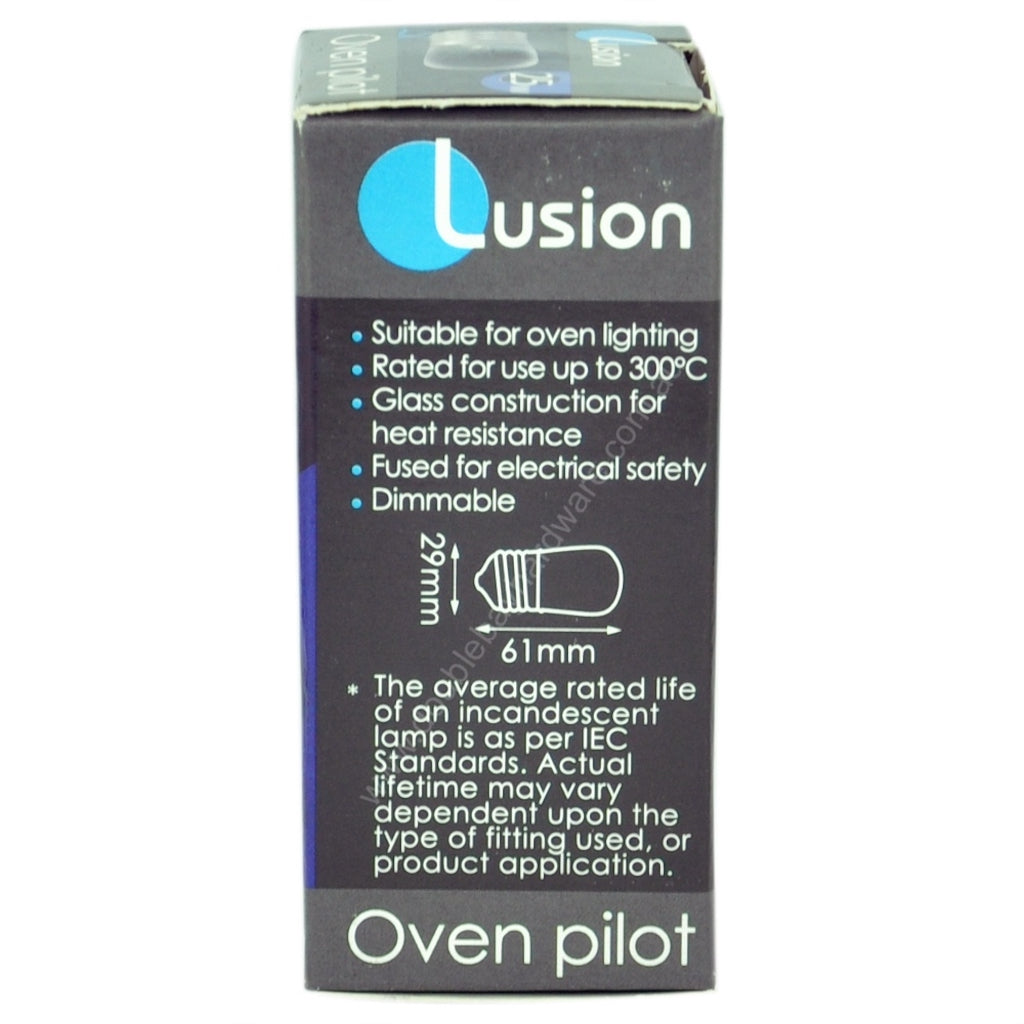 Lusion Oven Incandescent Light Bulb E27 240V 25W Clear 300°C 45017