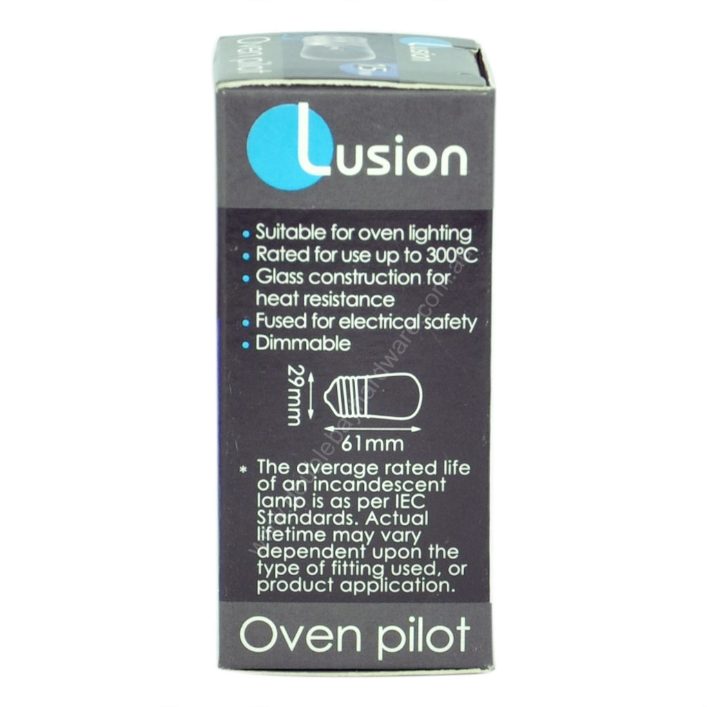 Lusion Oven Light Bulb E27 240V 15W Clear 300°C 45016