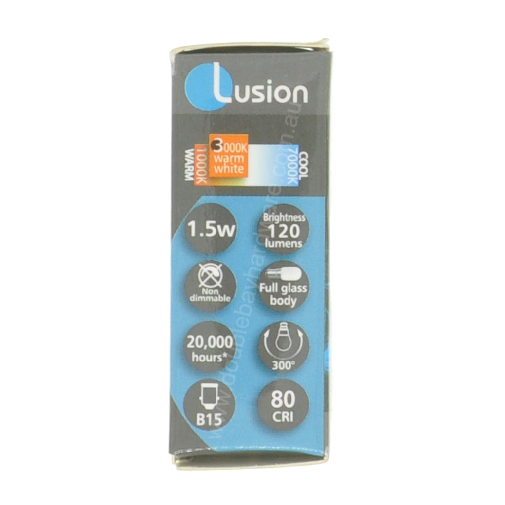 Lusion Pilot LED Light Bulb B15 240V 1.5W W/W Opal 20302