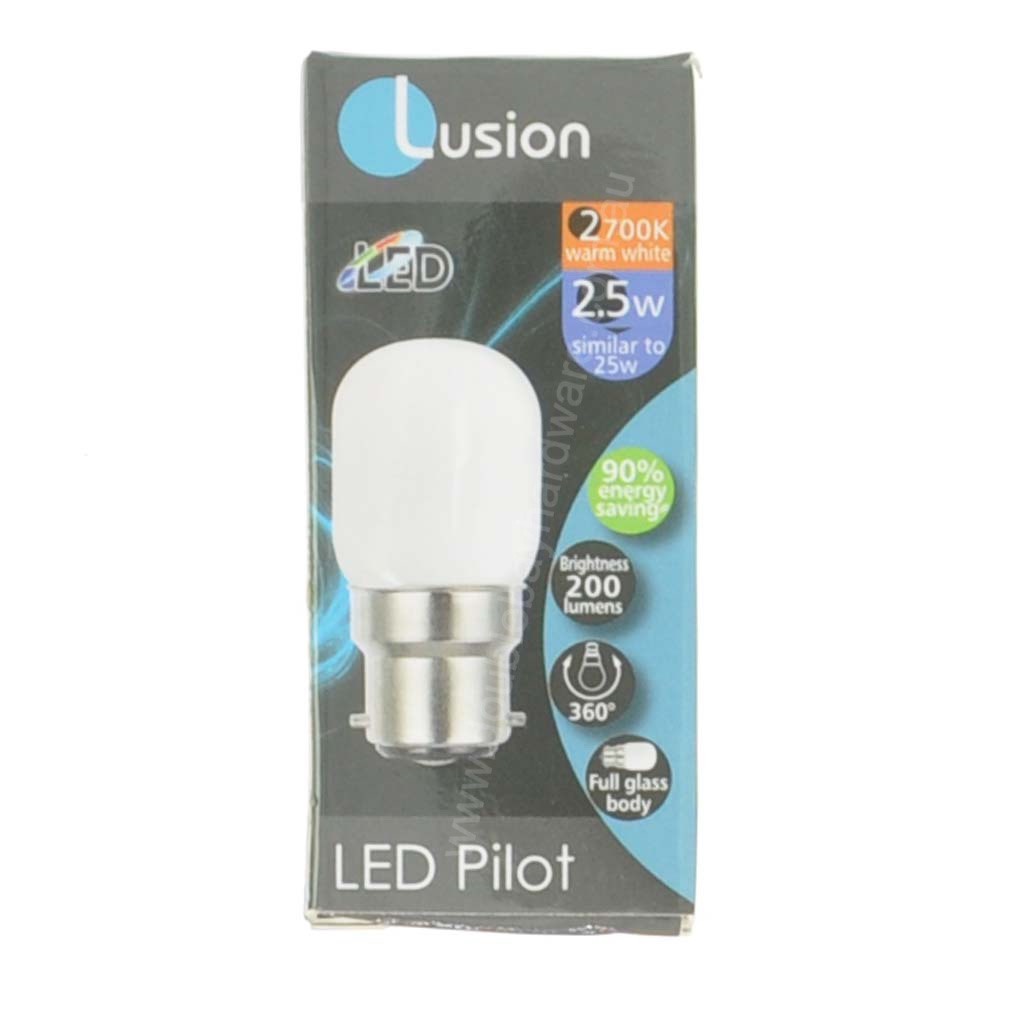 Lusion Pilot LED Light Bulb B22 240V 2.5W W/W Opal 20303