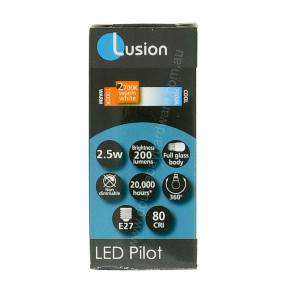 Lusion Pilot LED Light Bulb E27 240V 2.5W W/W Opal 20304