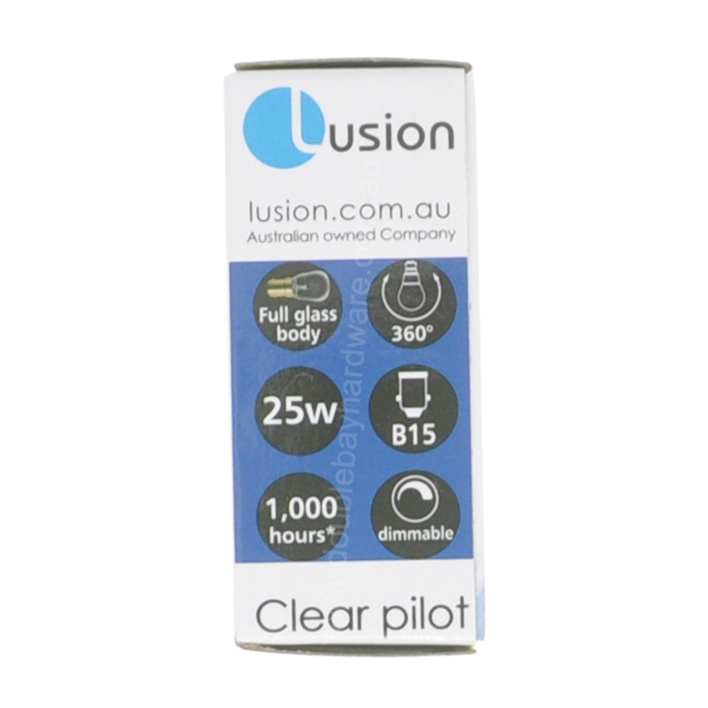 Lusion Pilot Incandescent Light Bulb B15 240V 25W Clear 45006