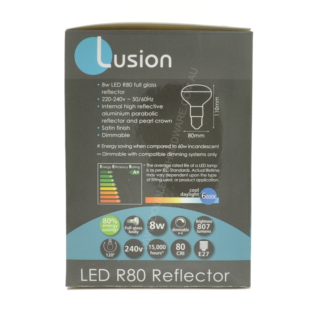 Lusion R80 Reflector LED Light Bulb E27 240V 8W C/DL 20916