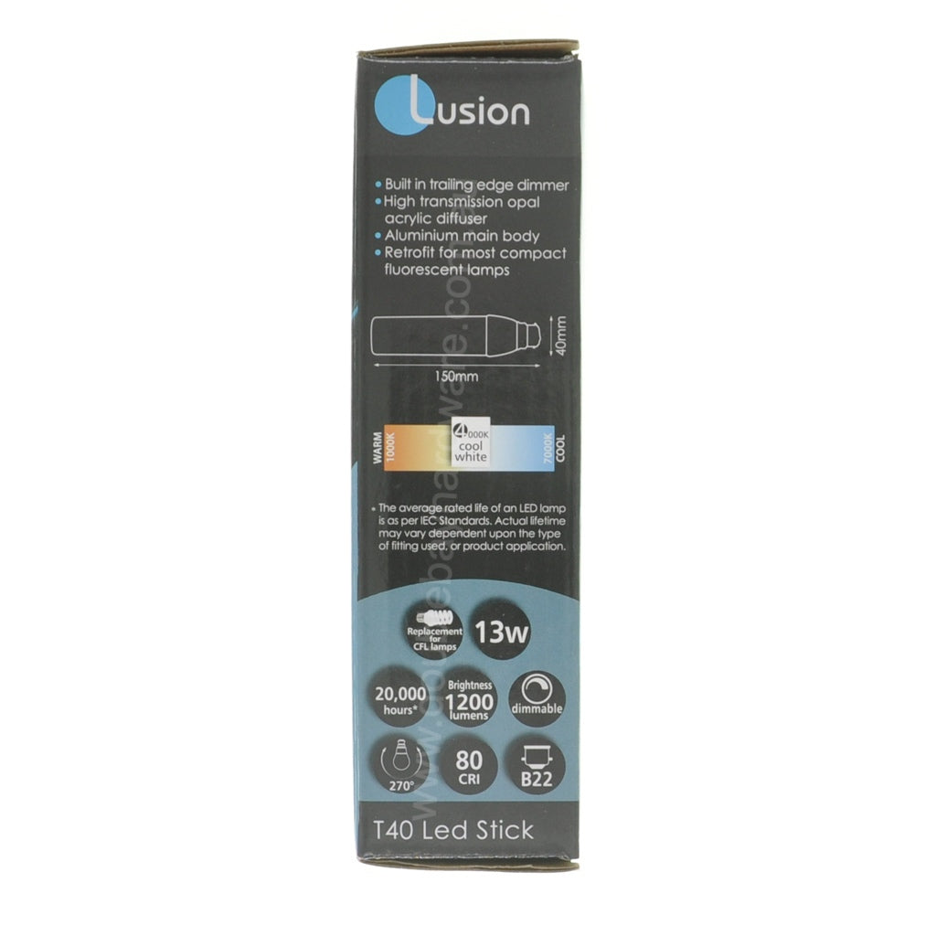 Lusion T40 Stick LED Light Bulb B22 13W C/W 21020