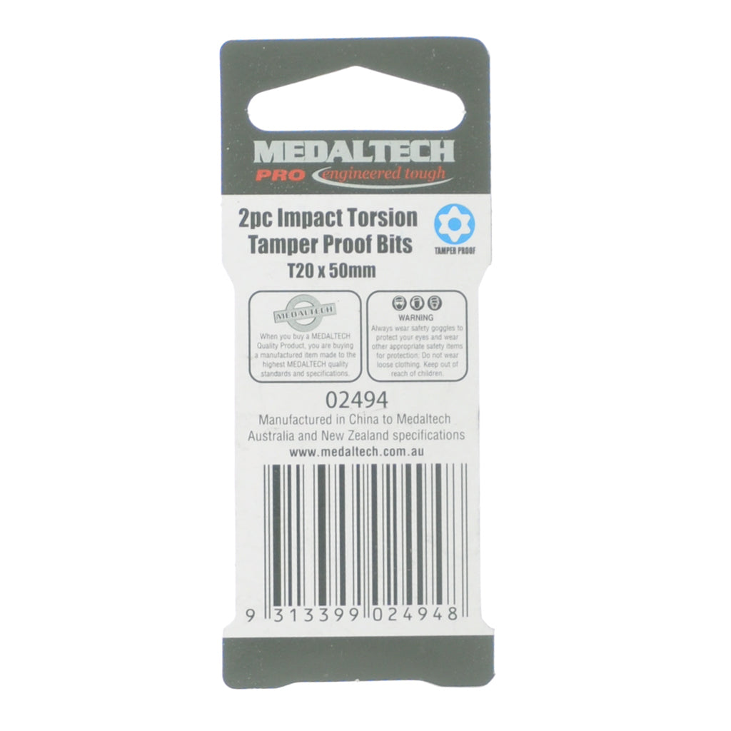 MEDALTECH Impact Torsion Tamper Proof Torx Bit T20X50mm 02494