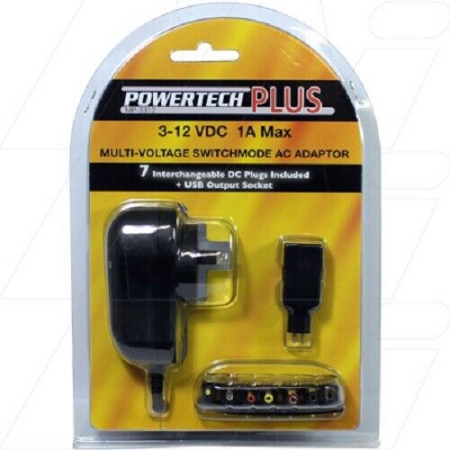 POWERTECH PLUS Multi Voltage AC Adapter 1A, 3-12VDC MP-3312