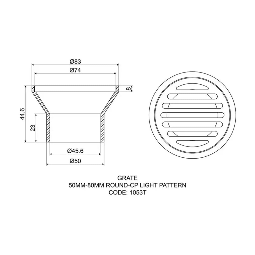 Mildon Round Grate Chrome 80-50mm 1053T