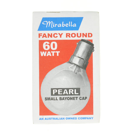 Mirabella Fancy Round Incandescent Light Bulb B15 240V 60W Pearl 516065