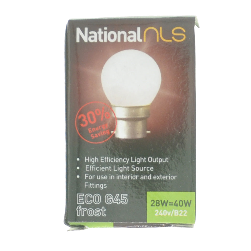 National nls Fancy Round Halogen Light Bulb B22 240V 28W Pearl 10299NLS