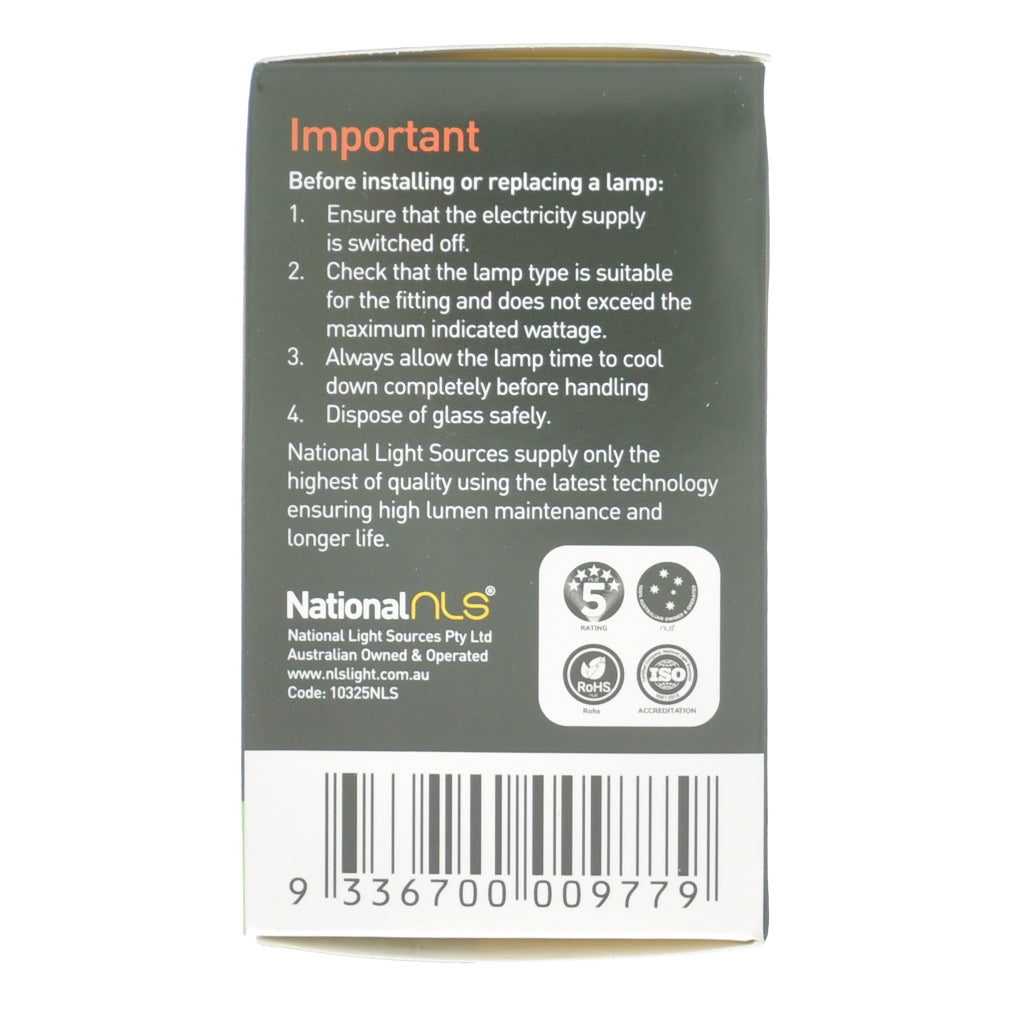 National nls GLS Halogen Light Bulb B22 240V 52W Frost