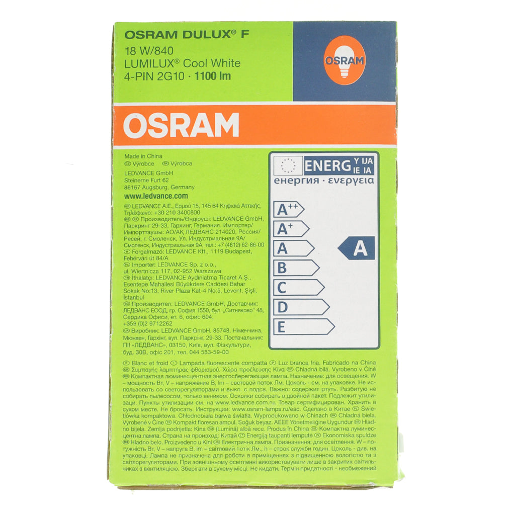 OSRAM DULUX F Compact Fluorescent Light Bulb 2G10 18W/840