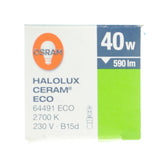 OSRAM HALOLUX CREAM ECO Light Bulb B15d 230V 40W W/W 64491