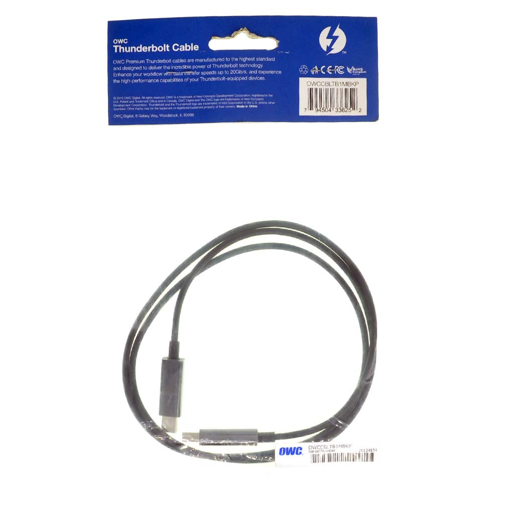 OWC Premium Thunderbolt Cable Black 1m OWCCBLTB1MBKP