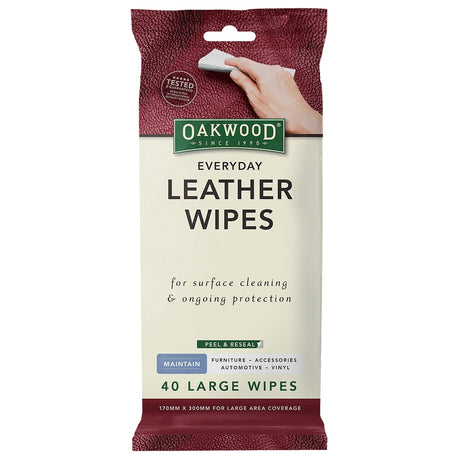 Oakwood Everyday Leather Wipes 170x300mm 40Pcs OP314