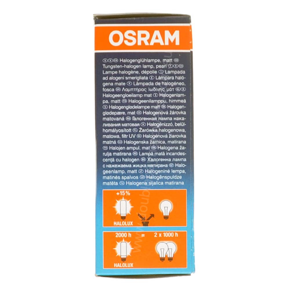 OSRAM JDD Halolux Ceram Halogen Light Bulb E27 230V 60W Pearl 64472 IM