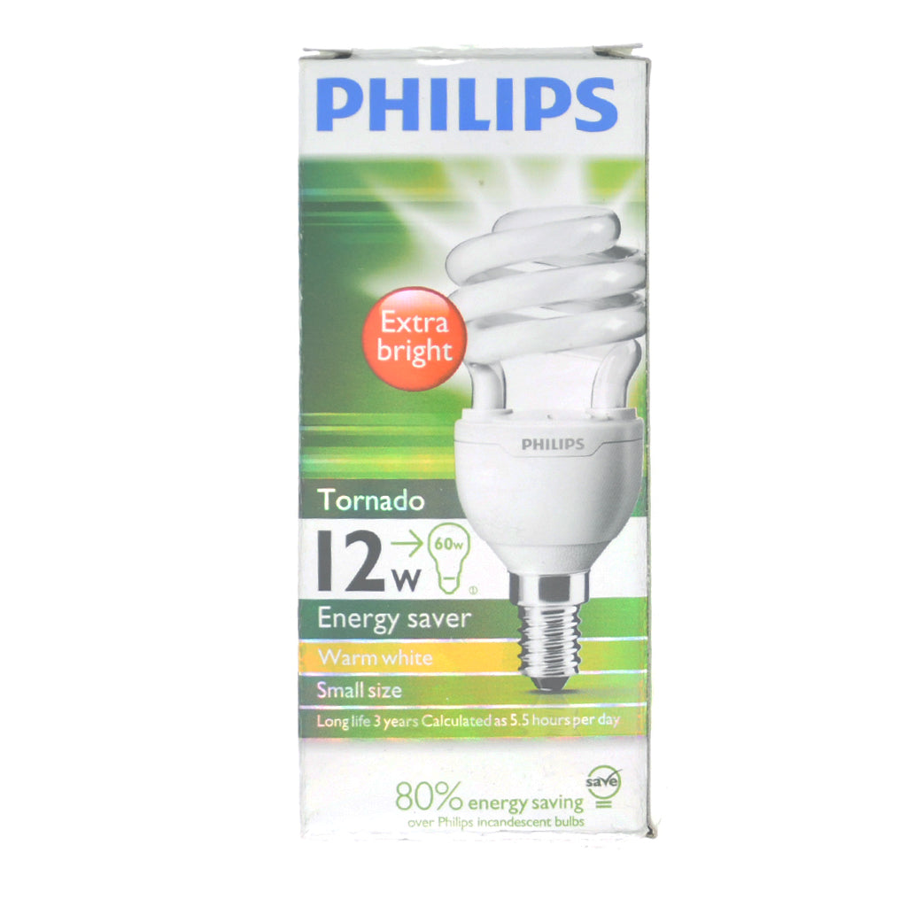 PHILIPS Tornado Spiral Energy Saving Light Bulb E14 240V 12W W/W