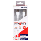 PJSAS USB A To USB C Charge & Sync Cable White 1M 277964