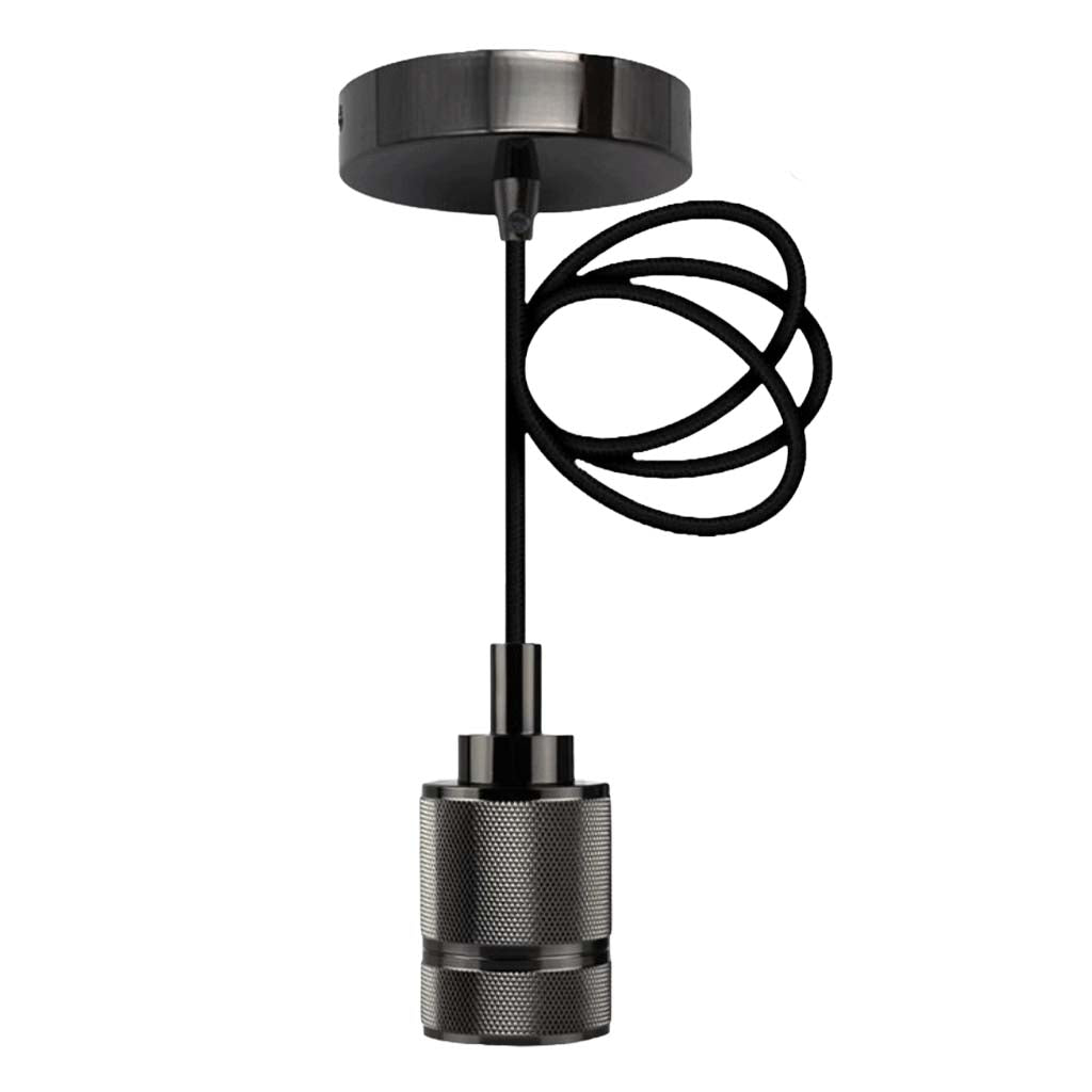 Plated Grid Light Fitting E40 240V Pearl Black 1.5M