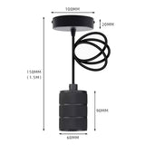 Plated Grid Light Fitting E40 240V Pearl Black 1.5M