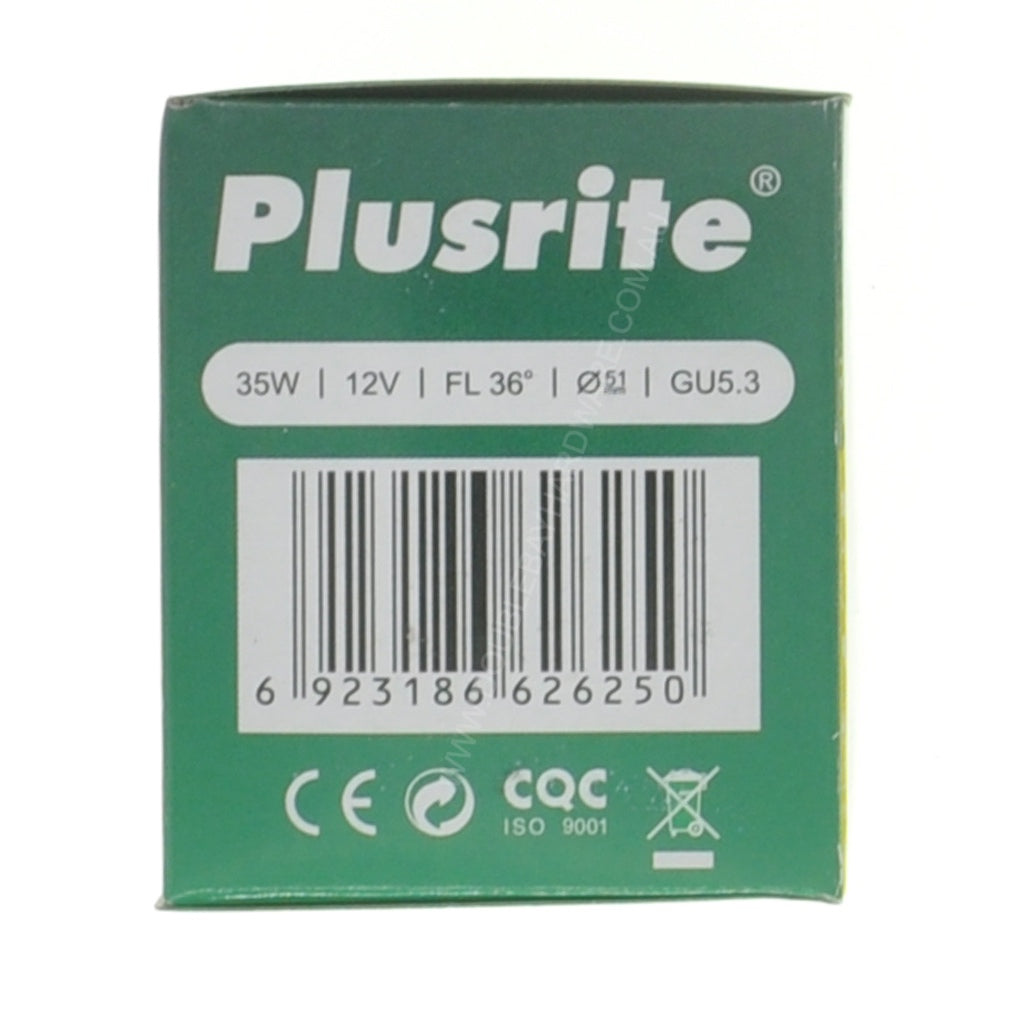 Plusrite MR16 Dichroic Halogen Light Bulb GU5.3 12V 35W 36° 626250