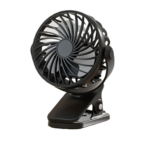 Portable Rechargeable Clip Fan With adjustable Lighting and Wind Speed Black