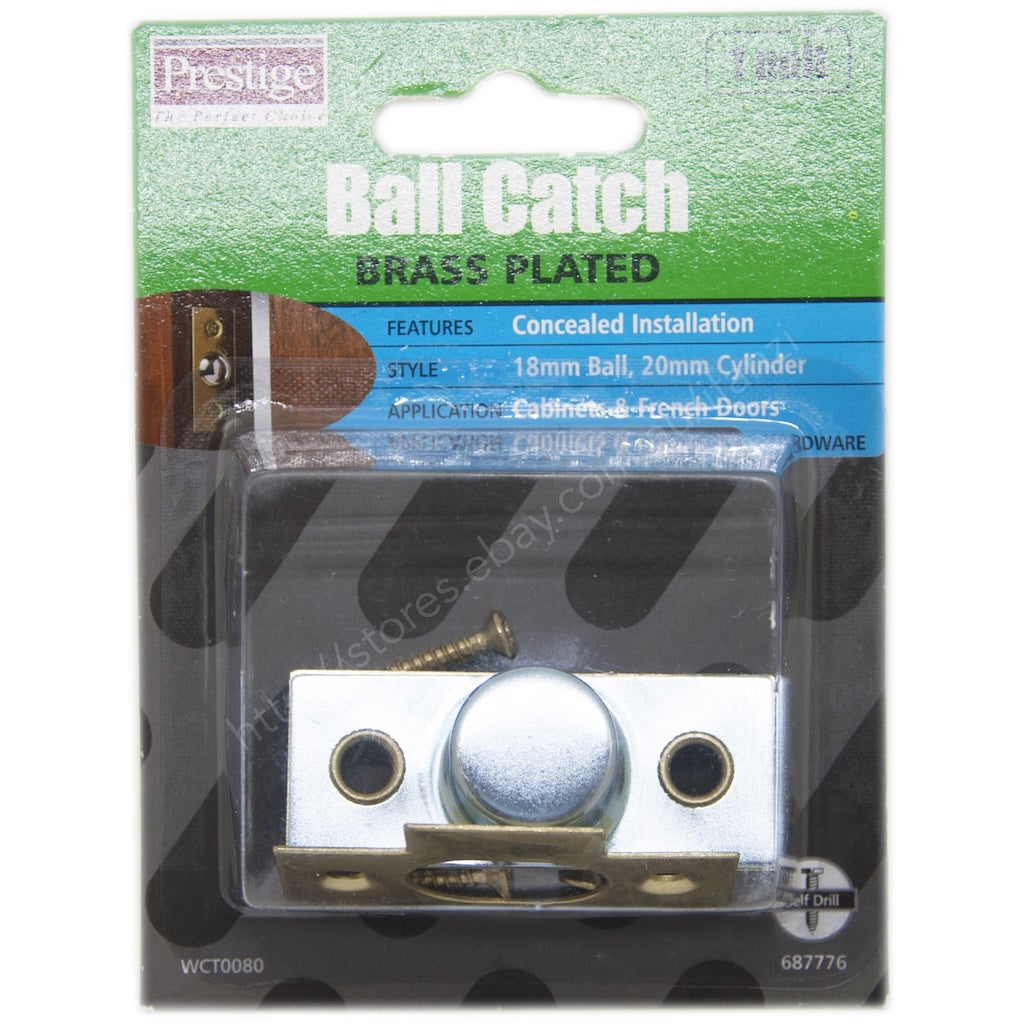 Prestige Ball Catch Brass Plated 18mm Ball, 20mm Cylinder WCT0080