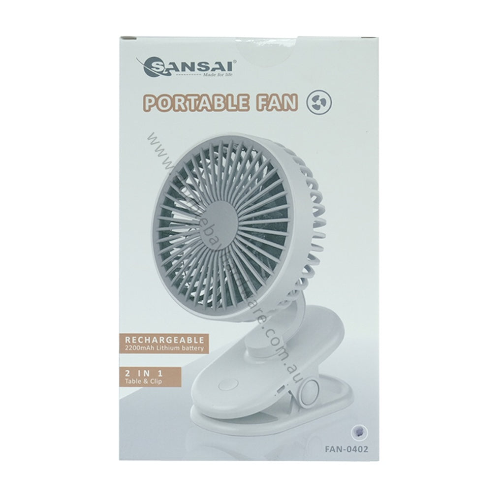 SANSAI Clip/Desktop Rechargeable Portable Fan FAN-0402