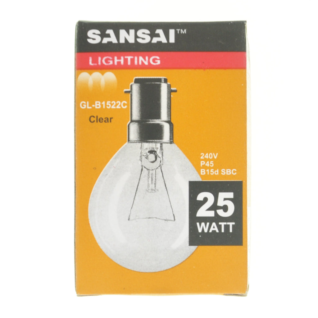 SANSAI Fancy Round Incandescent Light Bulb B15 240V 25W Clear GL-B1522C