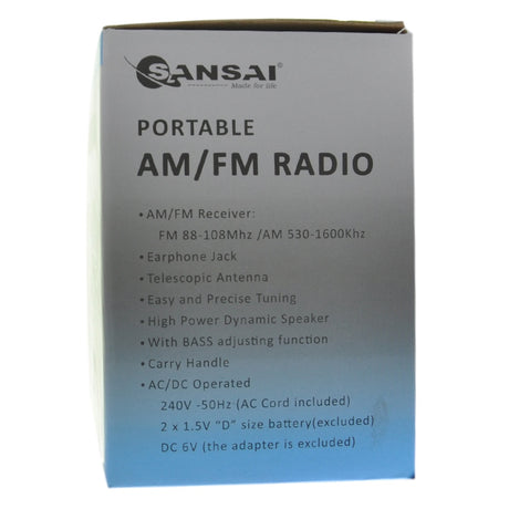 SANSAI Portable AM/FM Radio AC/DC RD768