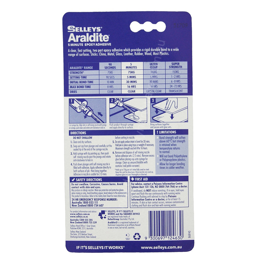 SELLEYS Araldite 5 Minute Epoxy Adhesive Glue 14ml