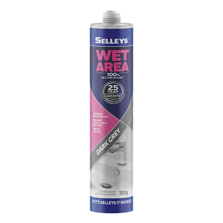 SELLEYS Wet Area Silicone Sealant Dark Grey 300g