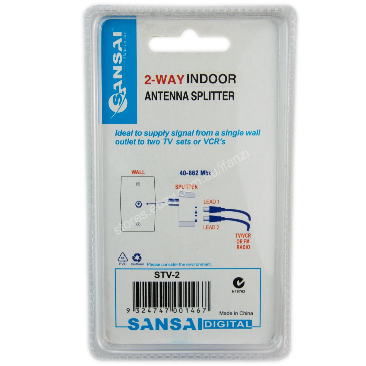 SANSAI 2 Way TV Antenna Splitters STV-2