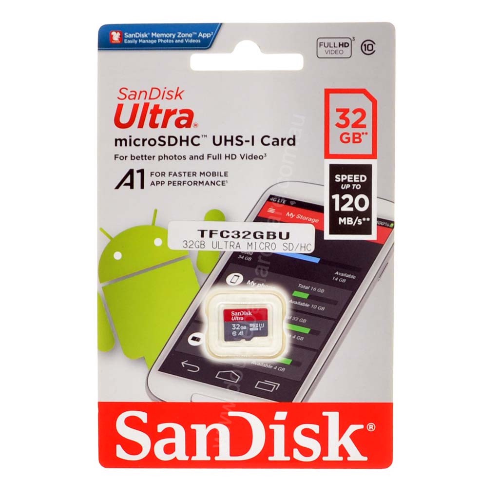 SanDisk Ultra MicroSDHC UHS-I Card 32GB TFC32GBU – Double Bay Hardware