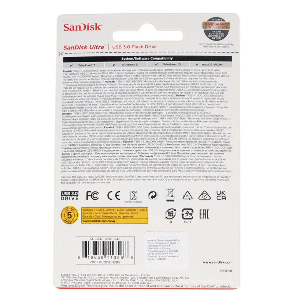 SanDisk Ultra USB 3.0 Flash Drive 128GB