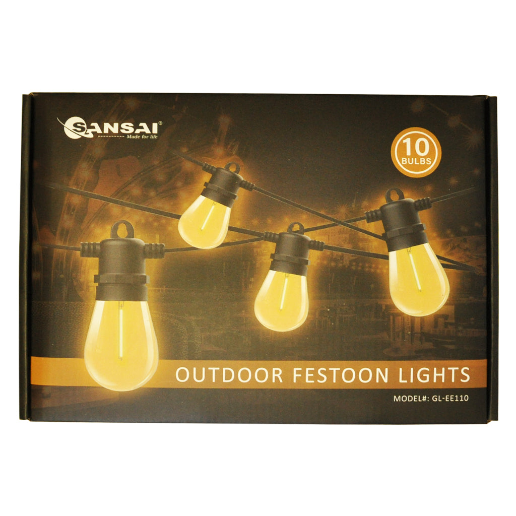 Sansai Outdoor Festoon Lights 10 Bulbs 14M W/W GL-EE110