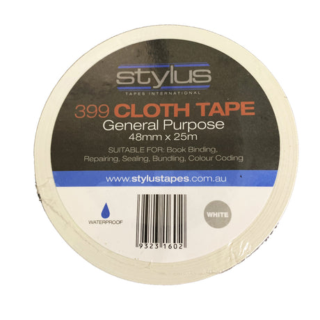 Stylus General Purpose 399 Cloth Tape 48mm X 25m White 2806