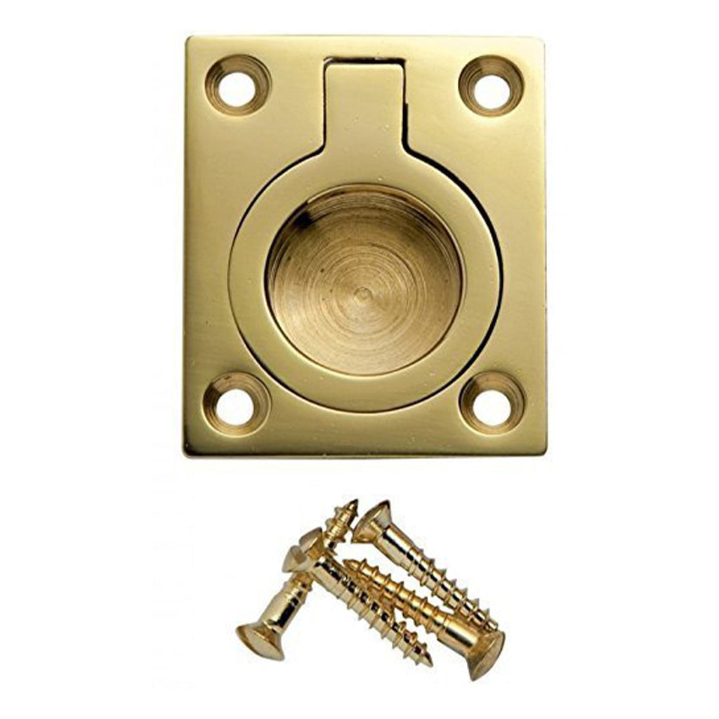 Superior Brass Flush Ring Pull Handle 52x37mm Polished Brass 4450