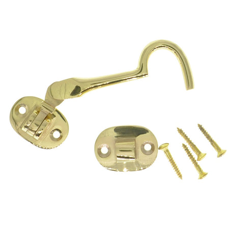 Superior Brass Solid Brass Cabin Hook 100mm Polished Brass 3128