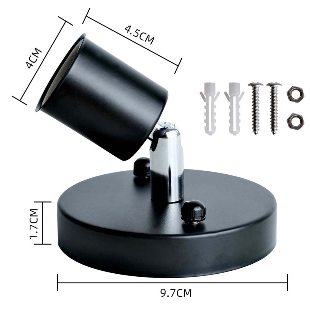 Swivel 180° Ceramic Base Light Fitting 240V E27 Black