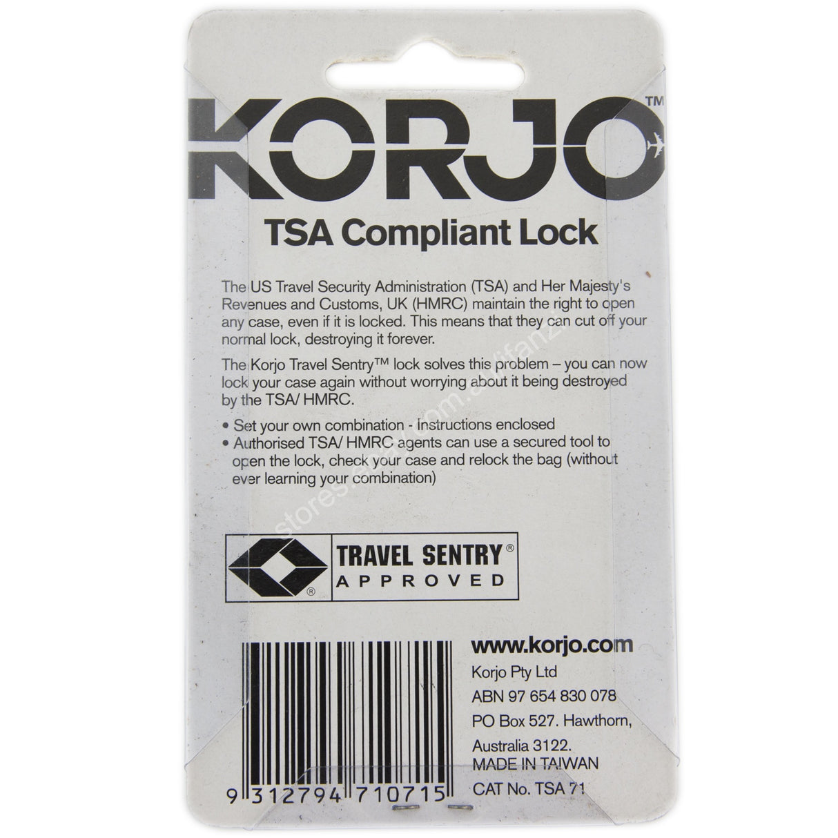 KORJO Travel Luggage Lock TSA Compliant Lock Silver TSA71