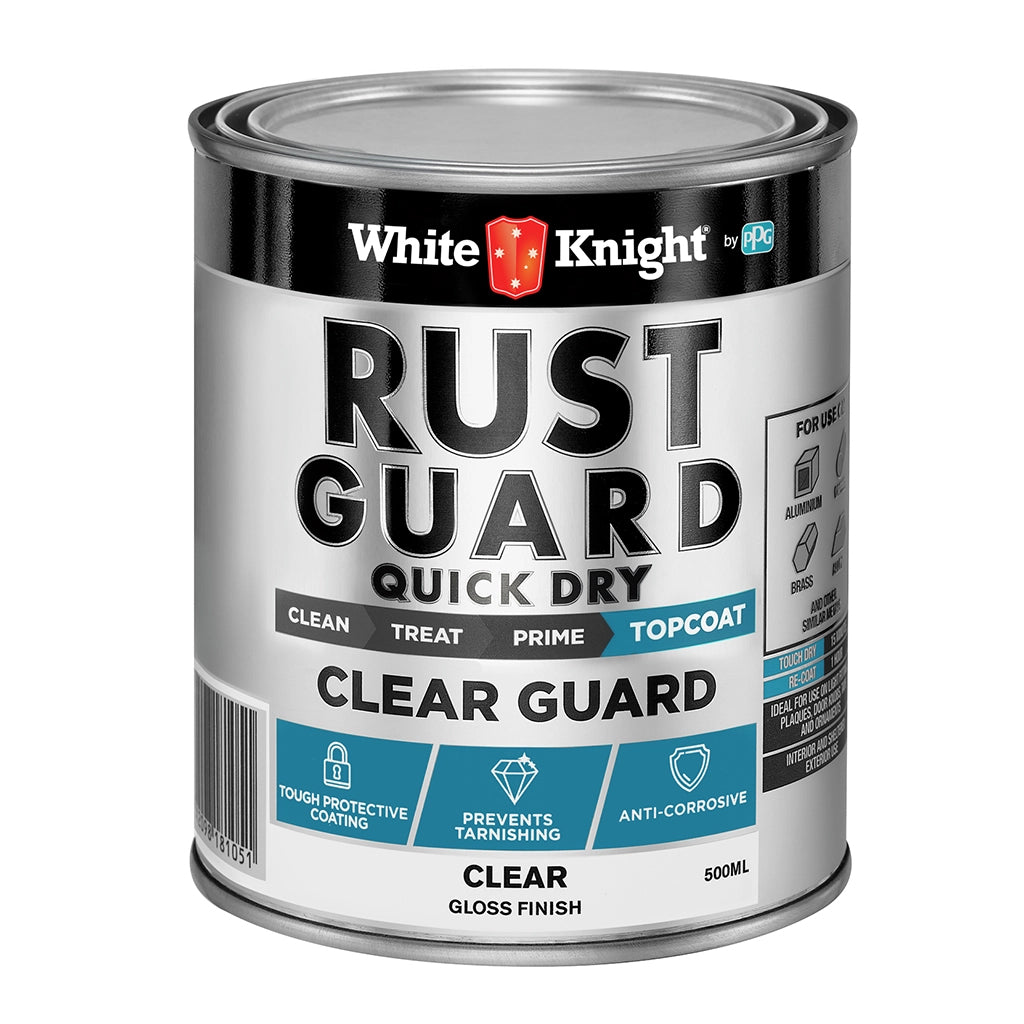 White Knight Rust Guard Clear Quick Dry Topcoat Paint 500ml 375633/500ML