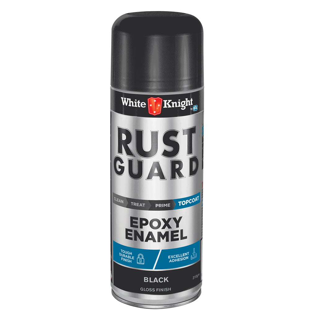 White Knight Rust Guard Epoxy Enamel Spray Paint Gloss Black 310g