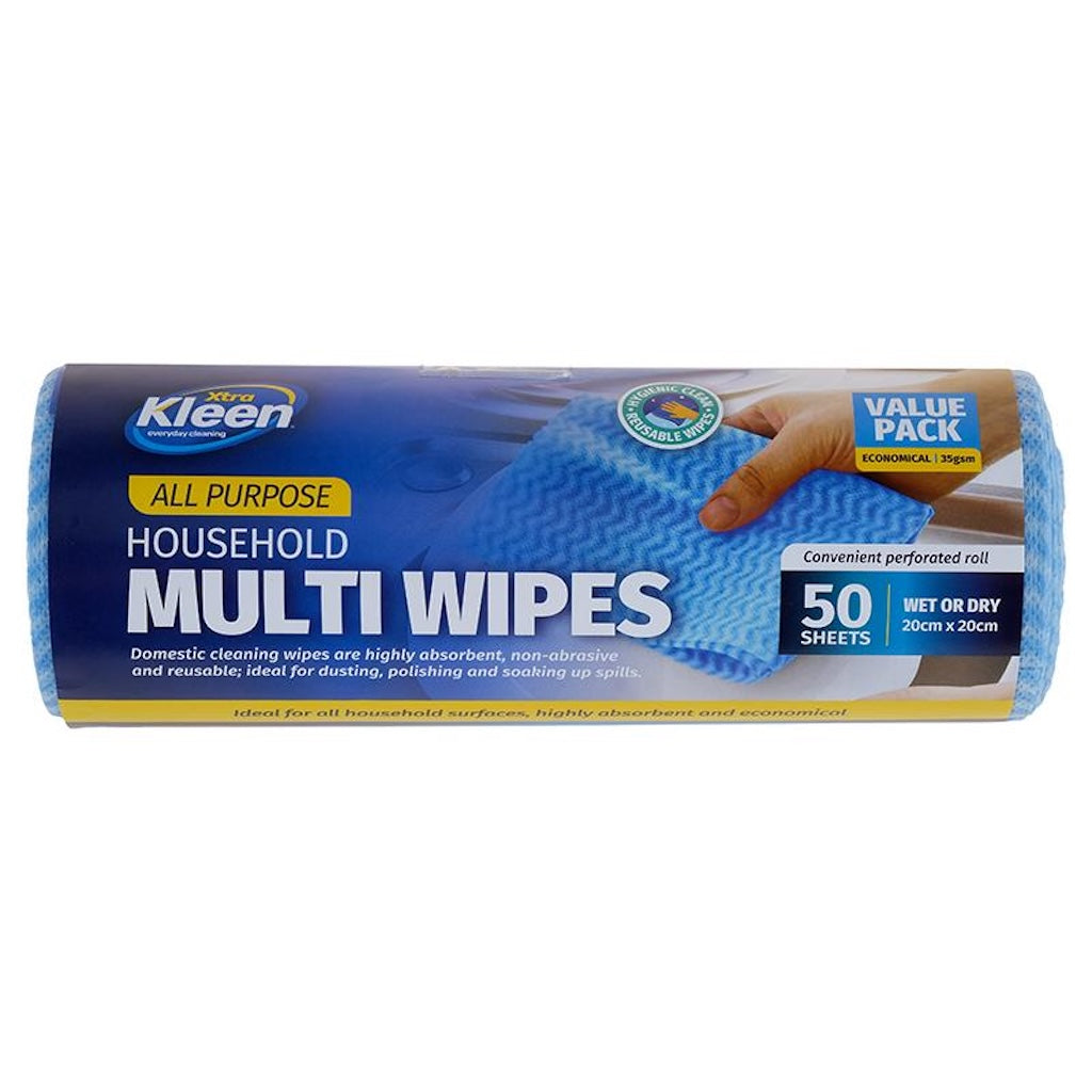 Xtra Kleen All Purpose Multi Wipes Roll 20X20cm 50 Sheets 165773