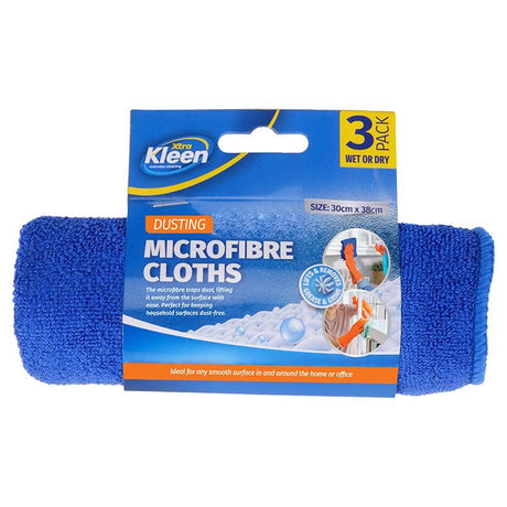 Xtra Kleen Dusting Microfibre Cloths 30x38cm 3Pcs 264186