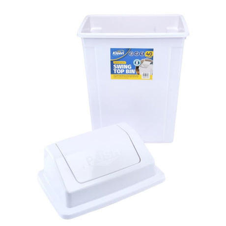 Heavy Duty Swing Top Bin White 40L