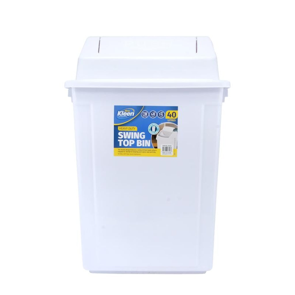 Heavy Duty Swing Top Bin White 40L