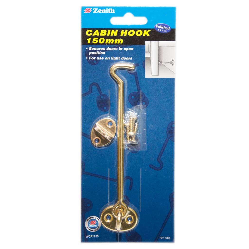 Zenith Cabin Hook 150mm Polished Brass WCA1150