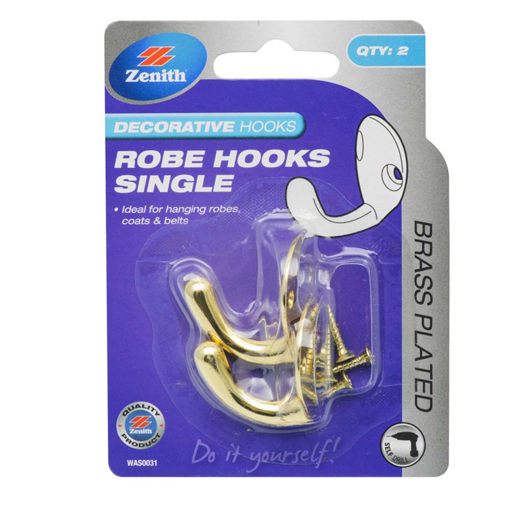 35mm brass plated robe hook