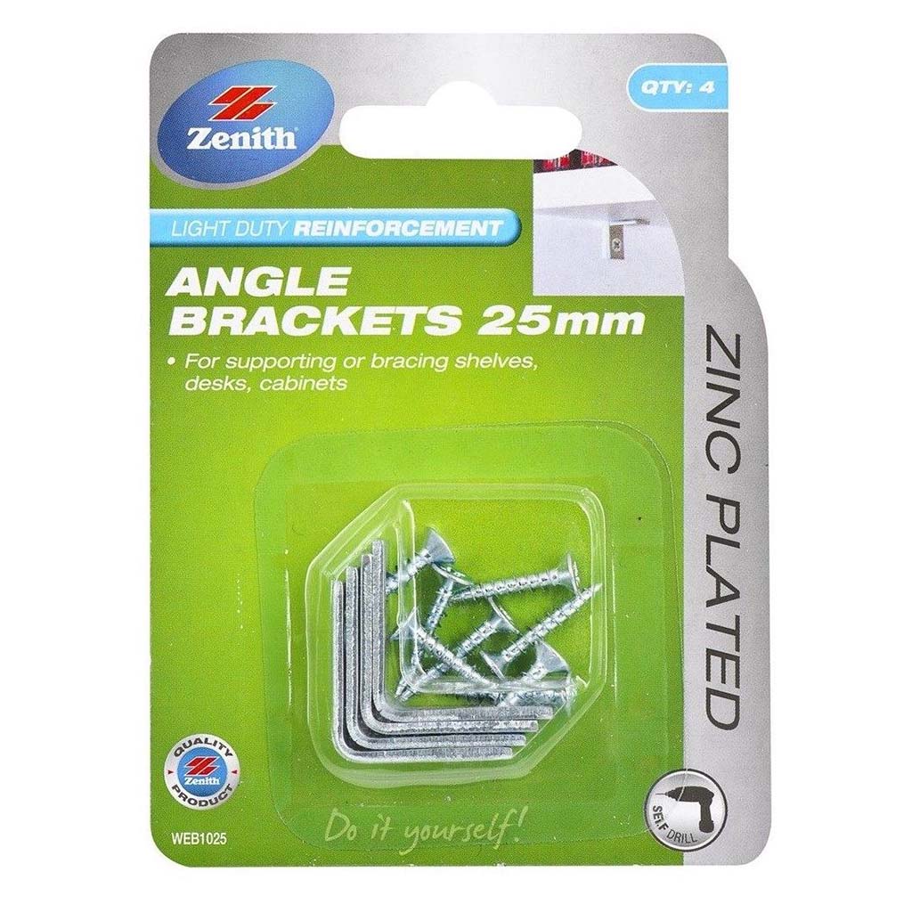 Zenith Light Duty Reinforcement Angle Brackets Zinc 13mmX25mm WEB1025